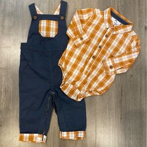 NWOT 0-3M 2 piece plaid toddler set